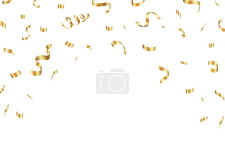 Illustration for Gold confetti falling background for birthday, anniversary designs. Bright shiny gold confetti for party. Festive confetti - Royalty Free Image