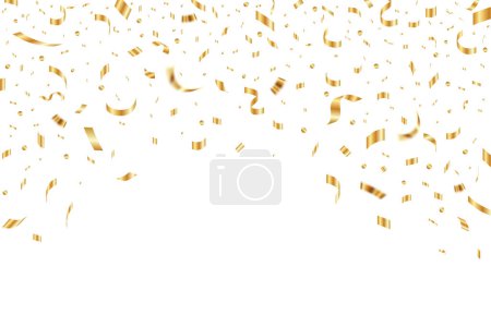 Photo for Gold confetti falling background for birthday, anniversary designs. Bright shiny gold confetti for party. Festive confetti - Royalty Free Image