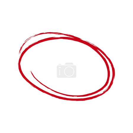 Téléchargez les illustrations : Un cercle de marqueurs rouge ovale. Doodle brosse rouge croquis cadre ovale - en licence libre de droit