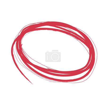 Photo for One red highlight marker circle oval. Doodle red brush sketch oval frame - Royalty Free Image