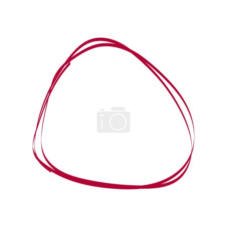 Ilustración de Un círculo marcador resaltado rojo oval. Doodle pincel rojo bosquejo marco oval - Imagen libre de derechos
