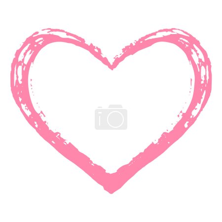 Photo for Love icon. Grunge pink heart outline shape isolated on white background. Grunge heart shape icon - Royalty Free Image