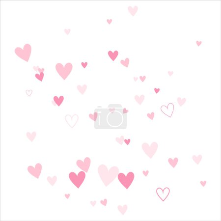 Photo for Hearts random falling on white background. Bunch of pink hearts random scattered. - Royalty Free Image