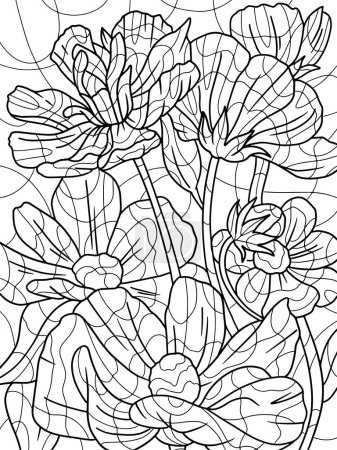 Photo for Decorative flower papaver coloring page with pencil line art. Antistress for children and adults. Illustration on white background. Zen-tangle style. Hand draw - Royalty Free Image