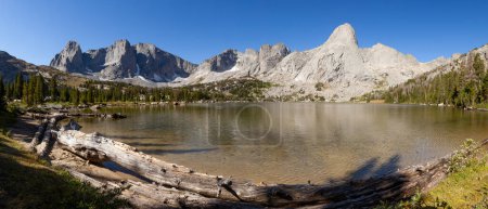Photo for A panoramic shot of the Cirque of the Towers and Lonesome Lake in Wyoming's Wind River Range. - Royalty Free Image