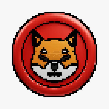 Photo for Pixel style cartoon front view cryptocurrency SHIB or Shiba Inu red coin with cartoon style, good for crypto currency design theme - Royalty Free Image