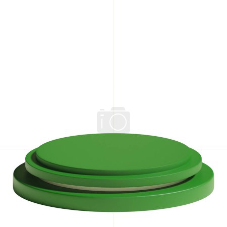 3d rendering realistic minimal round shape geometric green podium for product showcase and advertisement