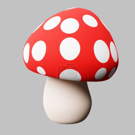 3d rendu illustration champignon point rouge en automne saison conception de thème de la nature