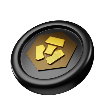 Foto de Cronos o CRO moneda de oro negro 3d representación inclinada vista izquierda criptomoneda ilustración estilo de dibujos animados, un buen uso para blockchain o criptomoneda tema de diseño - Imagen libre de derechos