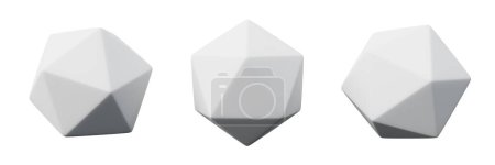 Photo for 3d icosahedron white realistic rendering of basic geometry object - Royalty Free Image