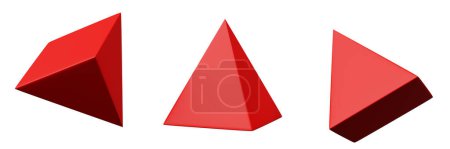 Foto de 3d 4 pirámide lateral rojo realista representación de objeto de geometría básica - Imagen libre de derechos