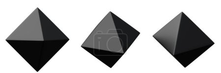 Téléchargez les photos : Géométrie 3d Octaèdre Noir Metallic Color, design réaliste des éléments de rendu - en image libre de droit