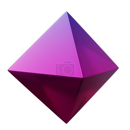 Foto de Forma geométrica 3d Octahedron Gradient Purple Metallic Color, diseño realista de elementos de renderizado - Imagen libre de derechos
