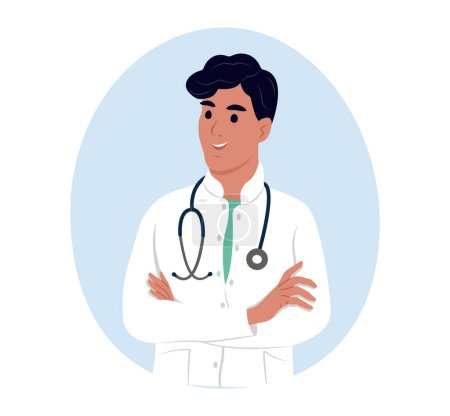 Téléchargez les illustrations : Avatar d'un médecin souriant, travailleur médical - en licence libre de droit