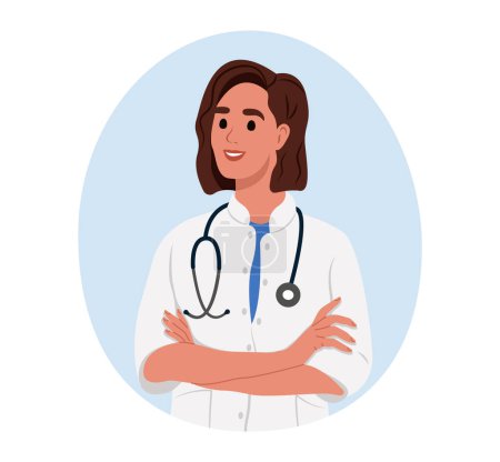 Illustration for Avatar of a smiling female doctor, medical worker - Royalty Free Image