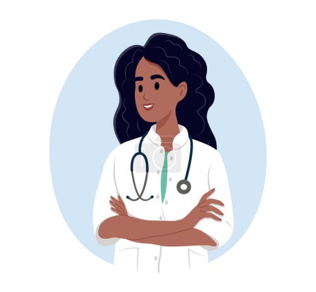 Téléchargez les illustrations : Avatar d'une femme médecin souriante, travailleuse médicale. - en licence libre de droit