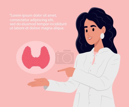 Illustration for Endocrinologist deal with the diagnosis and treatment of the human thyroid gland. Hypothyroidism, hyperthyroidism concept. World Thyroid Day. January is Thyroid Awareness Month - Royalty Free Image