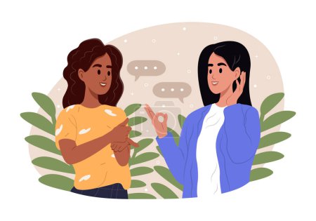 International day of sign languages. A pair of deaf and mute people using sign language to communicate. A man and a woman with hearing impairment