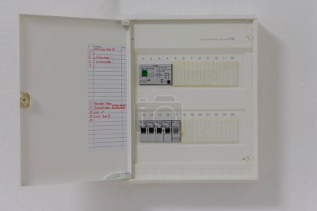 Photo for German White fuse box opened on the wall - Royalty Free Image