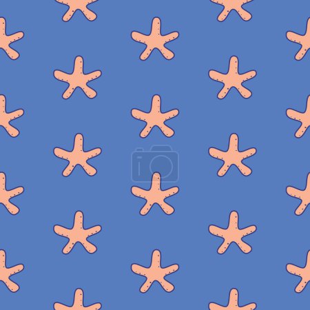 Photo for A cute blue and orange seamless pattern of the starfish with a background in Beach Concept Summer Theme, illustration - Royalty Free Image