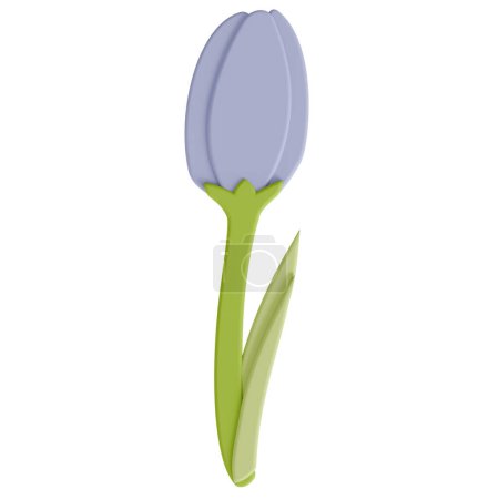 A tulip isolated on a white background in a cute decoration foam art style spring floral concept,3D illustration