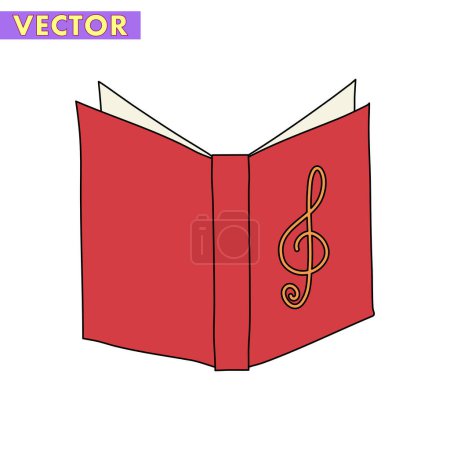 Illustration for A Christmas Songbook Vector isolated on white background in a hand-drawn minimal xmas concept - Royalty Free Image