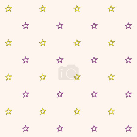 Illustration for Seamless pattern of a Star in purple, and yellow on cream background, Vector for fabric, wrapping, wallpaper, textile - Royalty Free Image