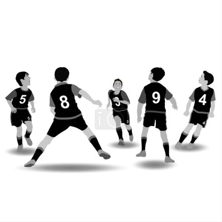 Téléchargez les photos : Des silhouettes de footballeurs sur fond blanc. Illustration. - en image libre de droit