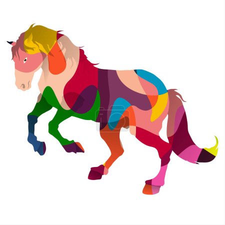 Horse colorful abstract isolated on a white background, vector illustration.