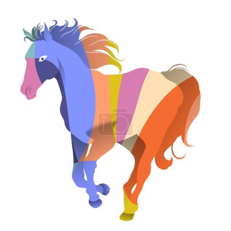 Colorful horse isolated on a white background. Vector illustration for your design