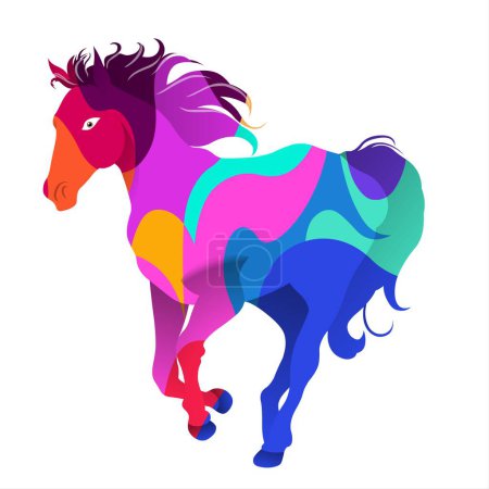 Colorful horse isolated on a white background. Vector illustration for your design