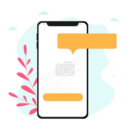 Photo for Chat messages notification on smartphone. Vector illustration - Royalty Free Image