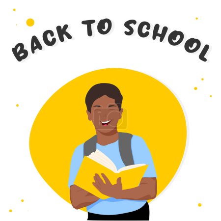 Illustration for A schoolboy boy with a book in his hands. Back to school - Royalty Free Image