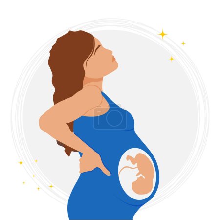 Ilustración de Una mujer embarazada con un hijo en su vientre. ilustración vectorial - Imagen libre de derechos