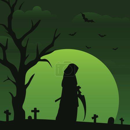 Photo for Halloween background with cemetery and moon - Royalty Free Image