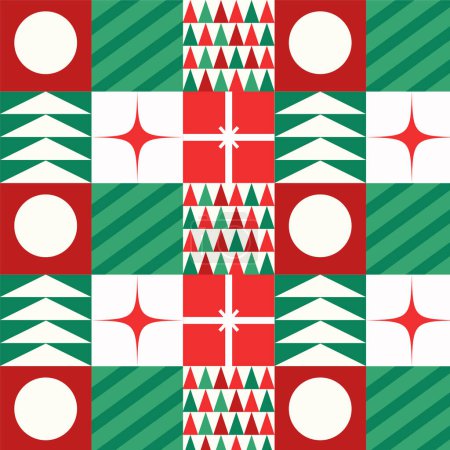 Photo for Christmas background with snowflakes. New Year's pattern in Bauhaus style. Christmas background in Bauhaus style. Vector illustration - Royalty Free Image
