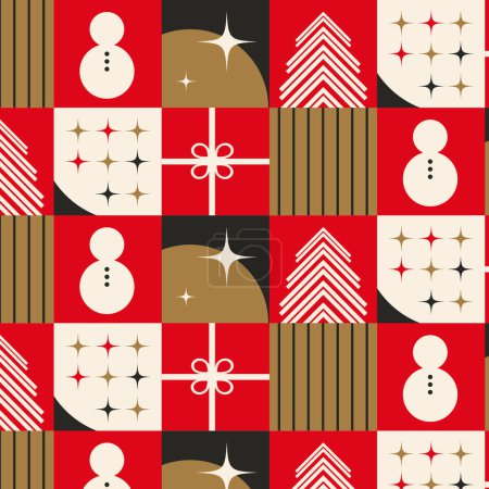 Photo for Christmas background with snowflakes. New Year's pattern in Bauhaus style. Christmas background in Bauhaus style. Vector illustration - Royalty Free Image