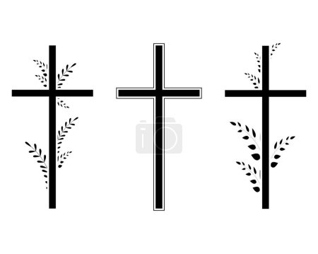 Illustration for Church crosses set. Death and funerals vector illustration. - Royalty Free Image