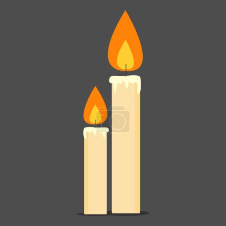 burning candle on a black background. vector illustration