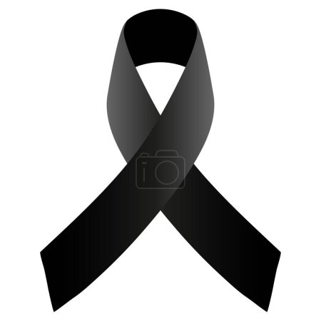 Black awareness ribbon with white candle vector illustration
