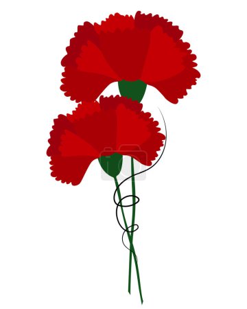 red poppies isolated on white. Funeral flowers. vector illustration