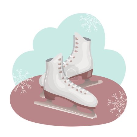 Illustration for Winter figure skates with lacing. Shoes for winter sports on ice. Vector illustration. Cartoon. - Royalty Free Image