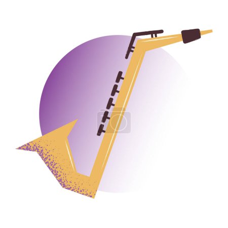 Saxophone musical instrument made of gold metal. Wind musical instrument. Flat vector illustration.