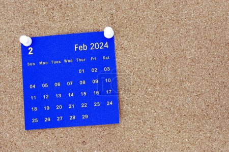 Téléchargez les photos : Février 2024 calendrier sur note collante. Rappel et concept de message. 2024 nouvelle année concept. - en image libre de droit