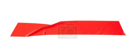 Photo for Red scotch tape or adhesive vinyl tape in stripe is isolated on white background with clipping path. - Royalty Free Image