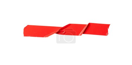 Top view of single red adhesive tape or cloth tape stripe is isolated on white background with clipping path.