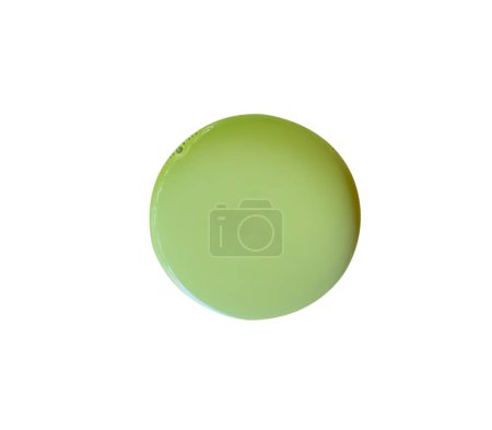 Top view of hot matcha latte green tea surface without glass is isolated on white background with clipping path.