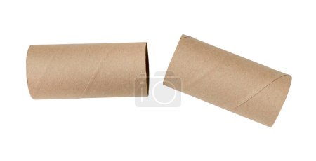 Top view set of tissue paper cores is isolated on white background with clipping path.