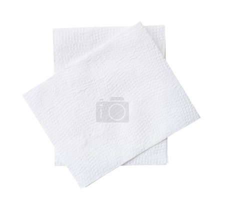 Téléchargez les photos : Vue du dessus de deux morceaux de papier de soie plié ou de papier de serviette en pile est isolé sur fond blanc avec chemin de coupe. - en image libre de droit