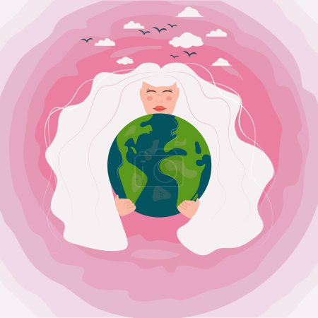 Girl holding planet earth, Earth Day 2024